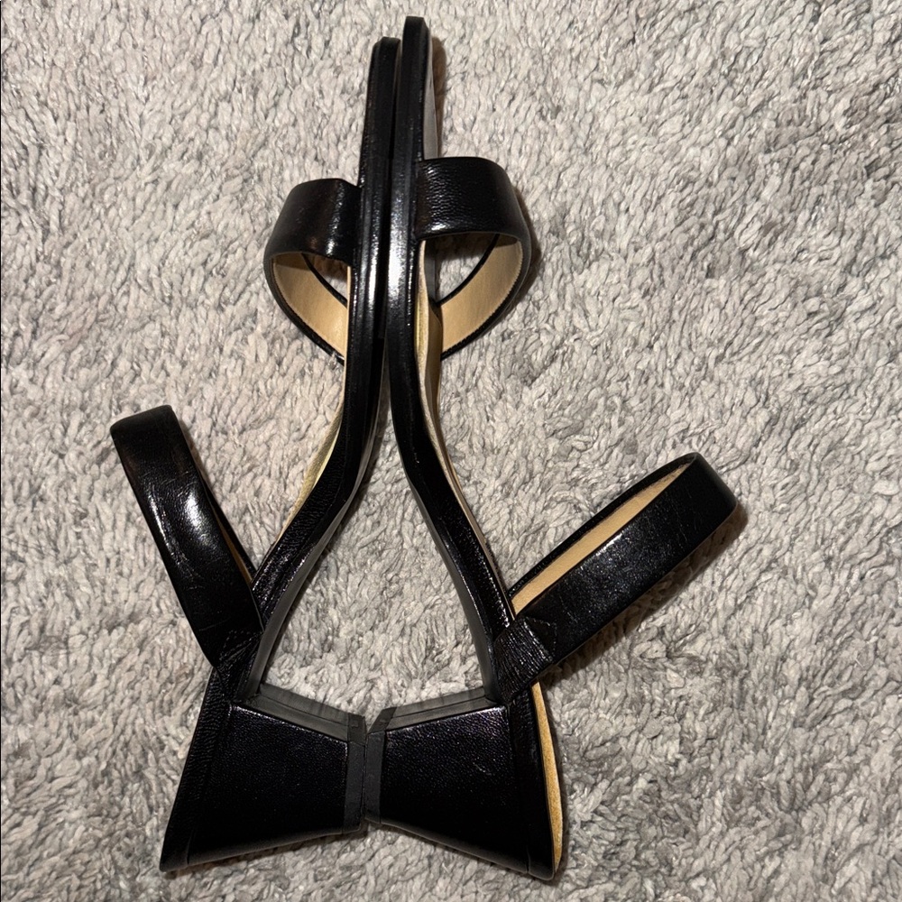 NWT Nine West Black Double-Strap Slide Mules 2” heel black leather 6M feminine - Picture 4 of 9